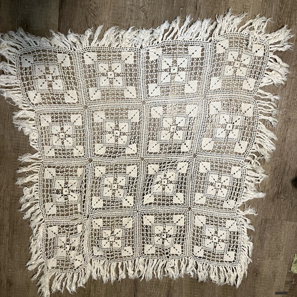 Elegant Cream Crochet Throw Blanket